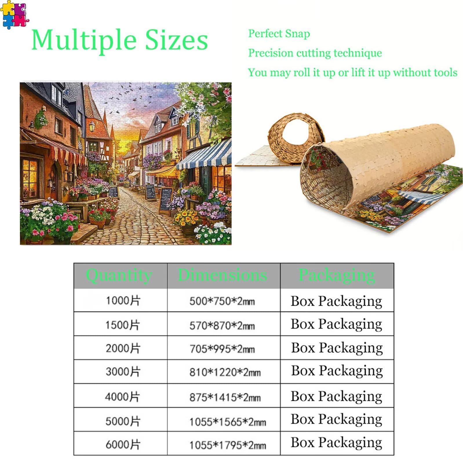 Puzzle 6000 elementów, małe miasteczko Układanka 6000 elementów Dorośli i dzieci, Premium artystyczna łamigłówka, 179,5x105,5 cm Klasyczna gra Puzzle dla dorosłych, wystrój domu, prezent dla kobiety