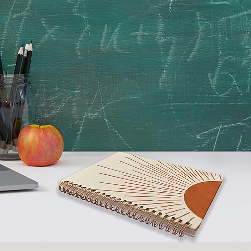 Miniatura 4 de Cuaderno abstracto bohemio de terracota, amanecer, puesta de sol, sol, sol, rayos de sol, diario en espiral de 5.5 x 8.3 pulgadas, cuaderno bohemio