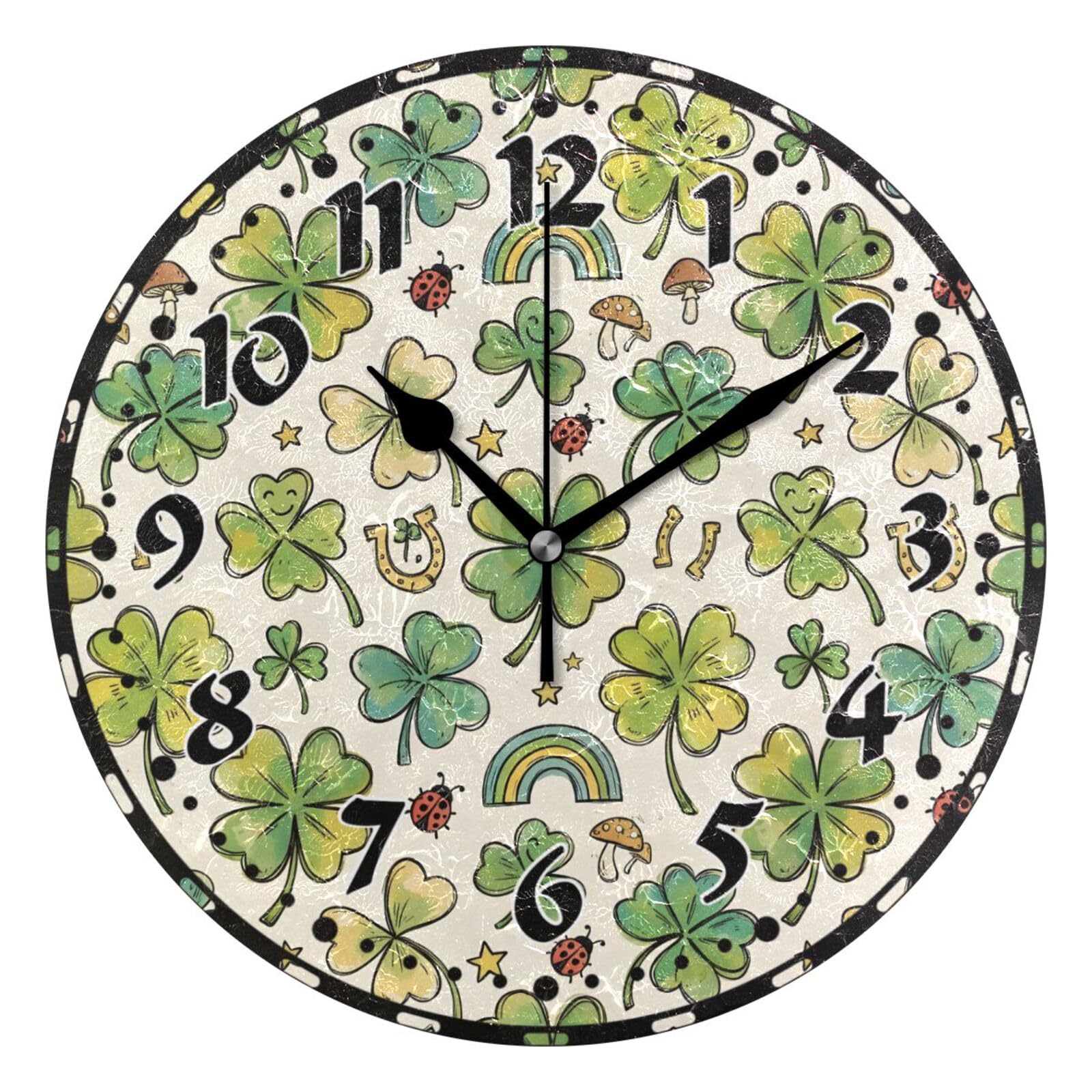 Horloge murale trèfle facile à lire grande pendule décorative analogique pour hôtel
