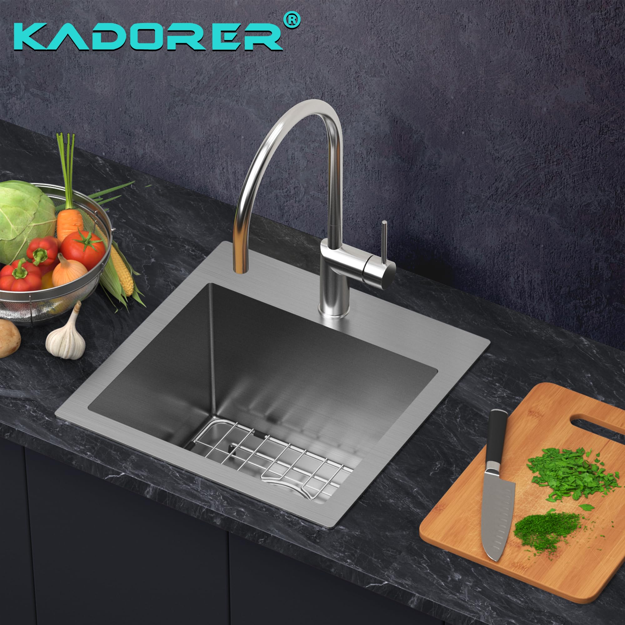 15 x 15 x 9 Inch Drop In Bar Sink, Small Kitchen Sink Single Bowl