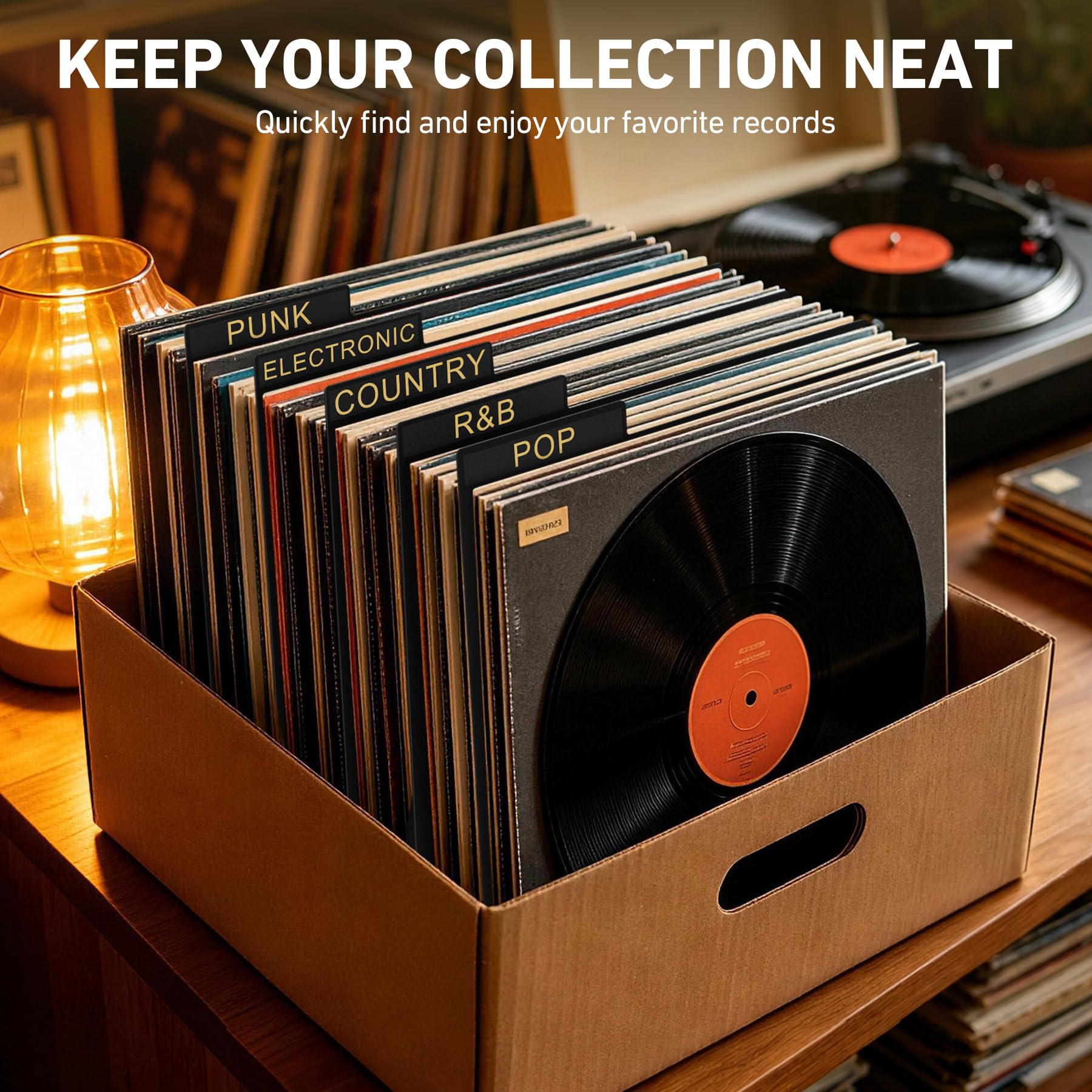 AKONEGE Paquete de 30 separadores de discos de vinilo con pestañas para