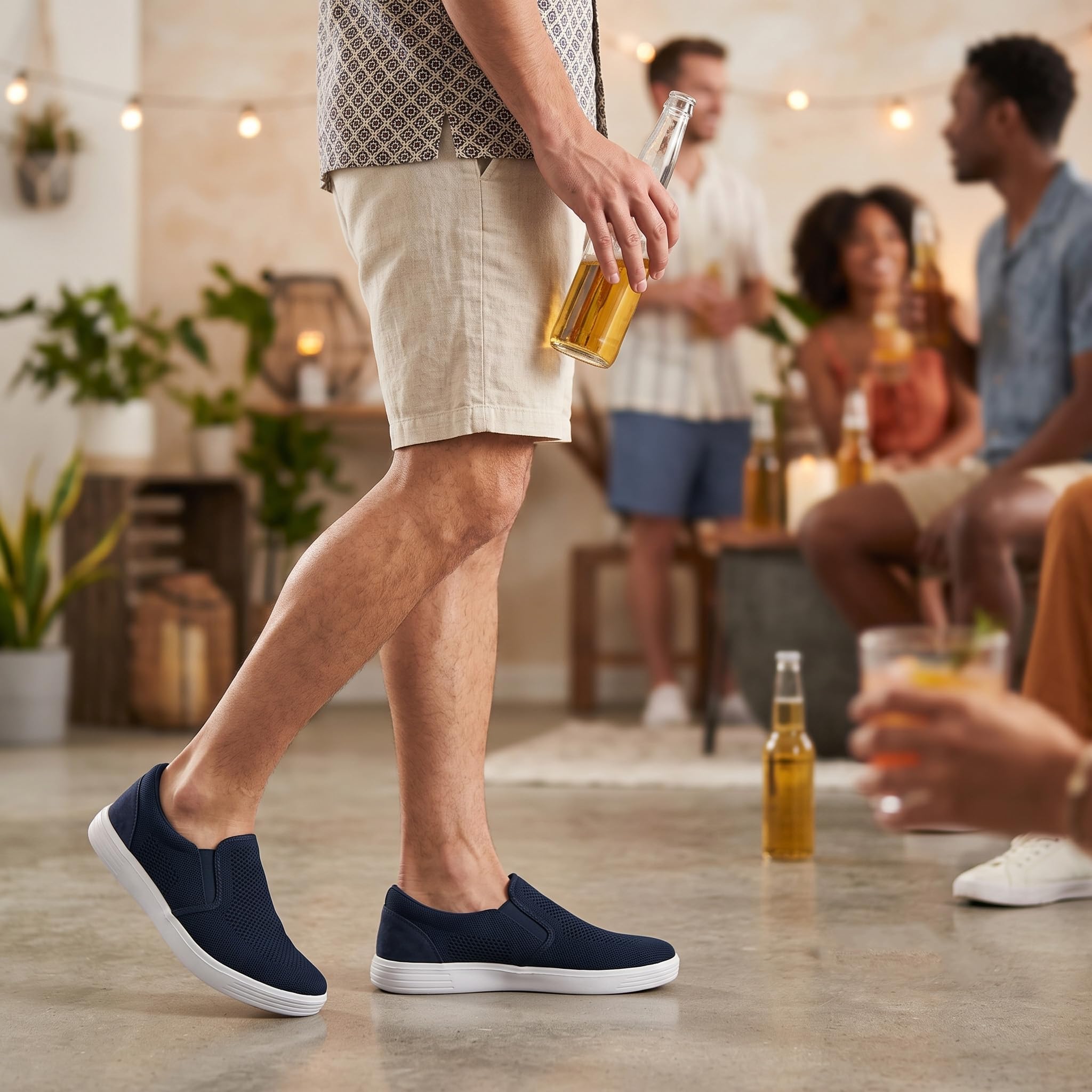 Puxowe Zapatillas de Deporte para Hombre Deslizamiento en Zapatillas de Ocio Ligeras Atmungsaktiv Netz Manos Libres Zapatillas Planas