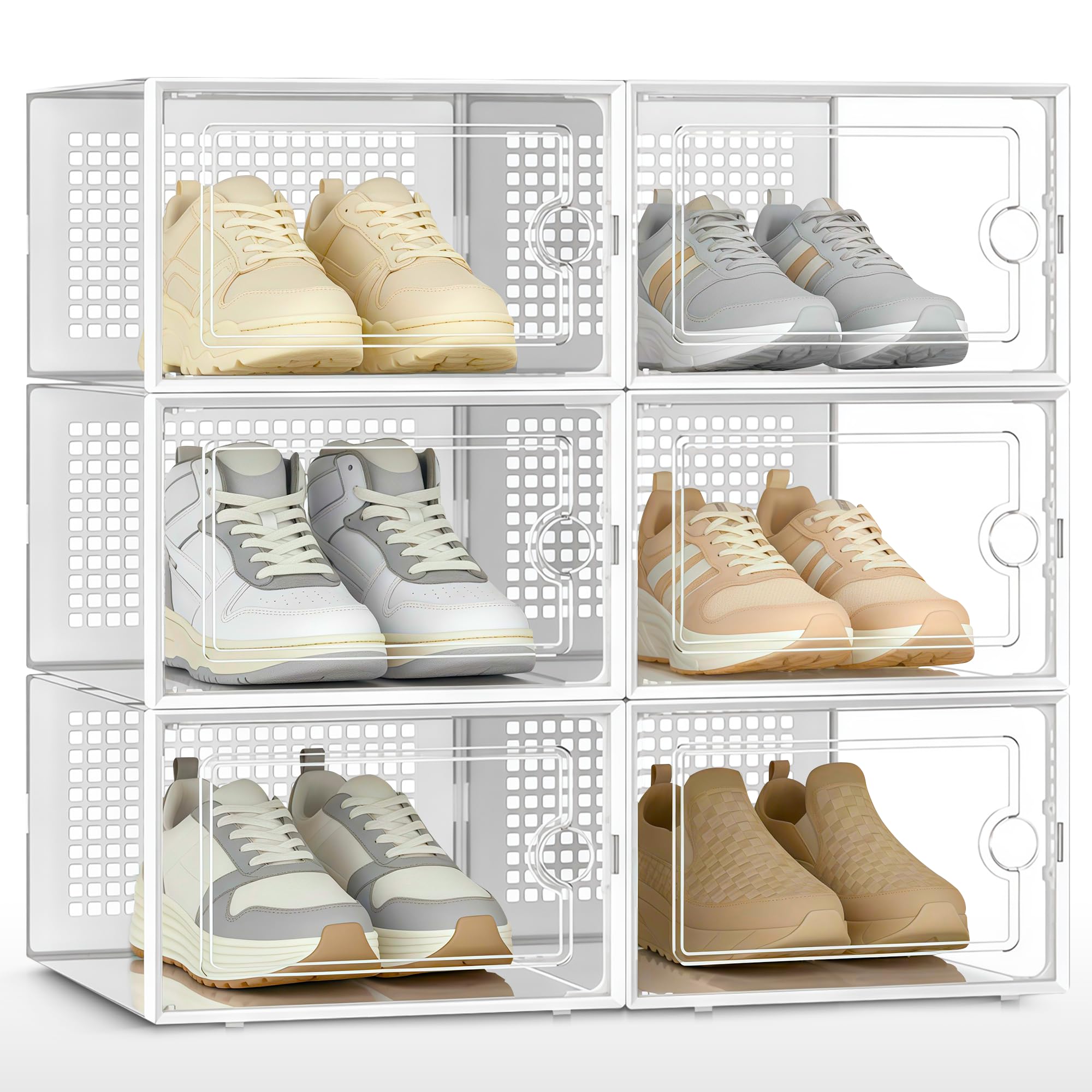 JUPPLIES | Scarpiera Modulare Trasparente Salvaspazio | Scatole per Scarpe Trasparenti Impilabili in Plastica | Organizer Scarpe da Armadio