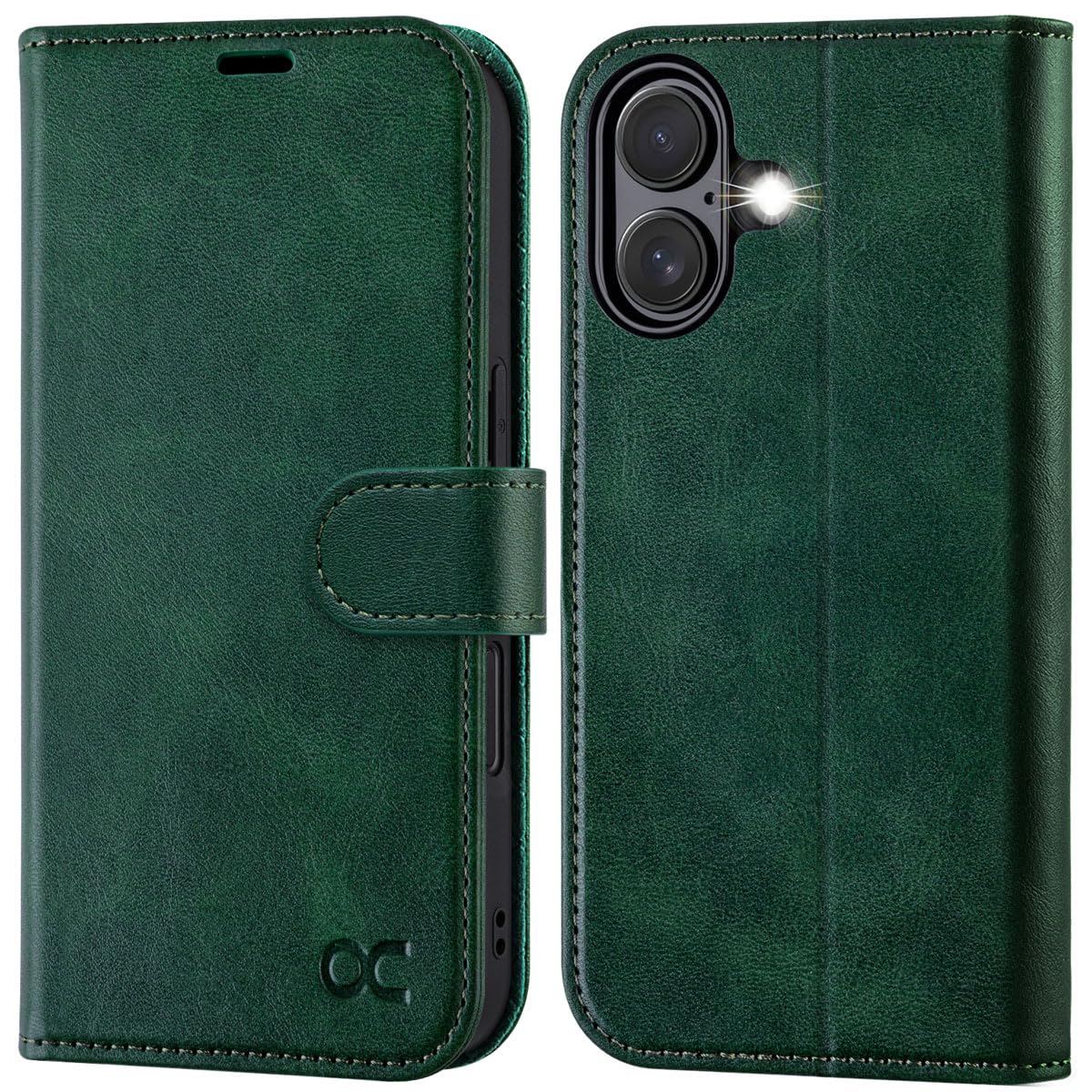 OCASE for iPhone 16 Case, PU Leather Wallet, Magnetic Flip Folio Cover with RFID Blocking, Card Holders, Shockproof TPU