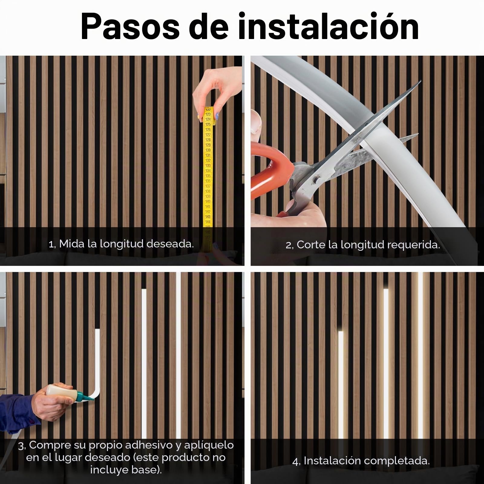 WMLBK LED para paneles acústicos, tira de LED regulable de 6 x 90 cm, blanco cálido, tira LED con sensor táctil, 12 x 12 mm, accesorios integrados, paneles acústicos
