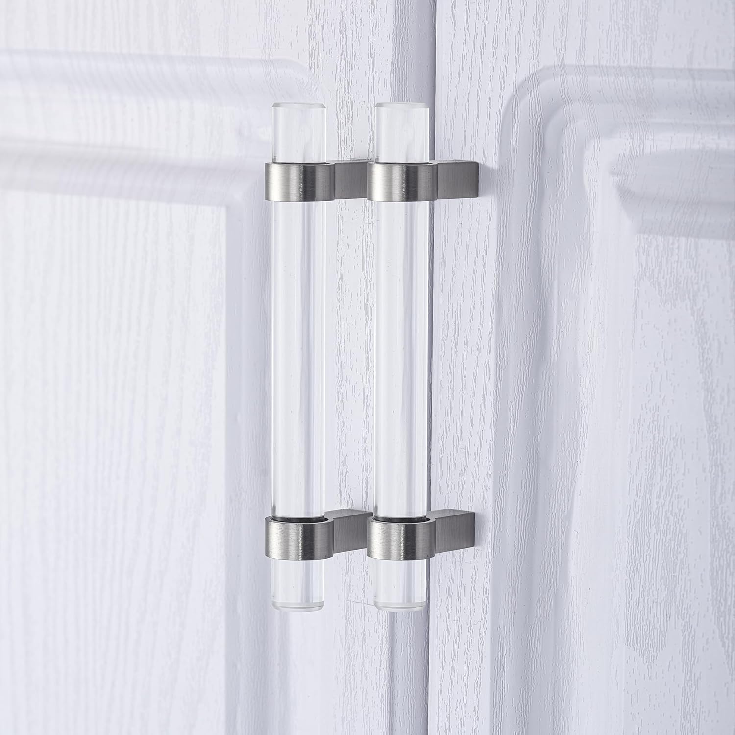 5 Pack Crystal Drawer Pulls 5 inch Hole Center, Kitchen Cabinet Pulls Handles Glass Dresser Pull, Brushed Nickel - Image 4