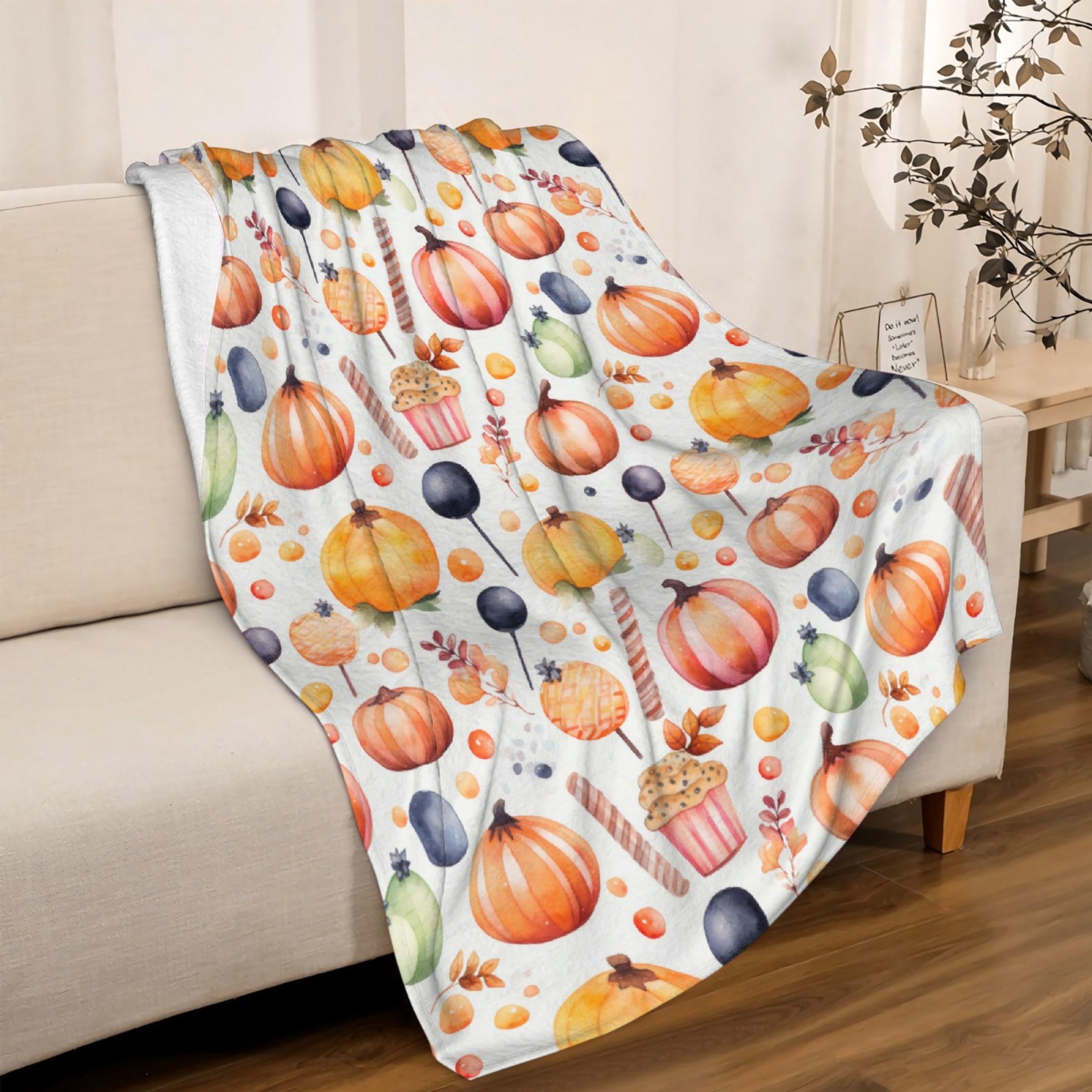 Halloween Pumpkins Fleece Throw Blanket - Super Soft, Cozy Flannel, Air Conditioning Blanket - 50x40 Inches, Kids