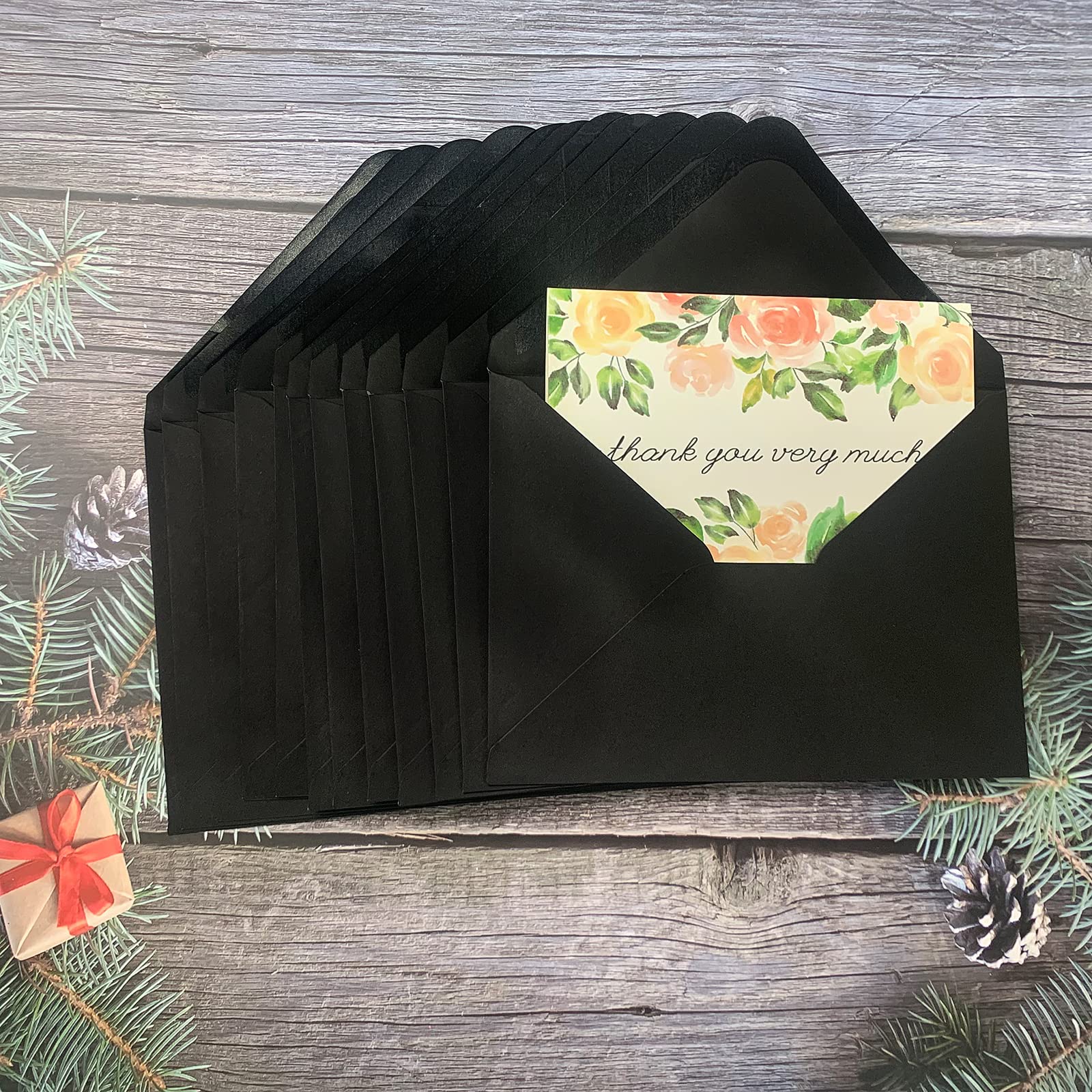 Snapklik.com : 50 Pack Black Envelopes,5x7 Envelopes V Flap,A7 ...