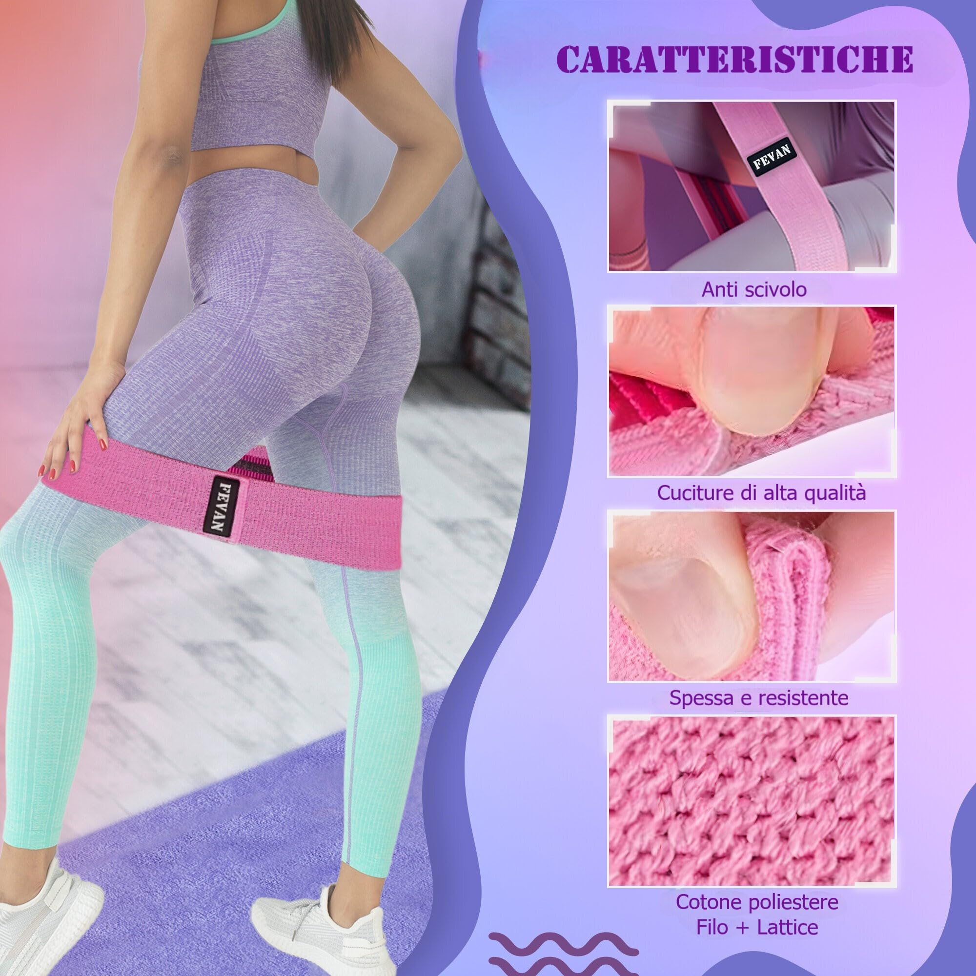 Elastc Ftness,Fasce Elastco Ftness N Tessuto Con 3 Lvell D - Foto 9