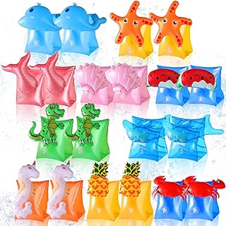 Lenwen 20 Pcs Swim Arm Floaties for Kids Swim Arm Bands for Kids Children Pool Inflatable Water Wings Swim Armbands Swimming Armlets Swim Floater Sleeves Swimming Arm Float Rings for Toddler Boy Girl