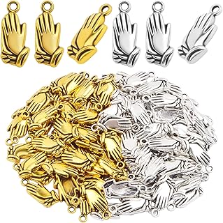 100pcs Vintage Praying Hands Charms Alloy Creative Religious Prayer Dangle Pendants Craft Supplies for