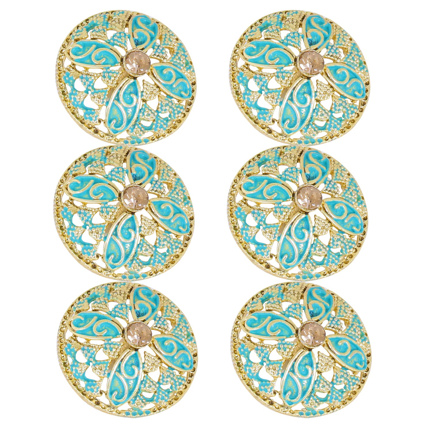 TRIPIN Antique Alloy Round Button for Coat Blazer Suit, Sherwani and Indian Dresses Sports Coat Uniform Jacket Beautiful Ethnic Classy Design (Pcs - 6) (Golden Sky Blue)-picture-14