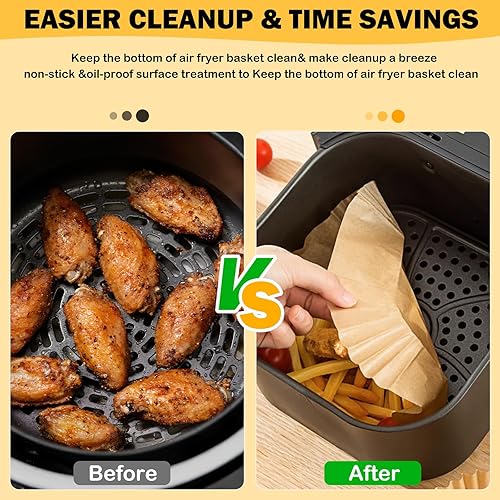 Miniatura 4 de 375 forros de papel para freidora de aire, cuadrados de 8 pulgadas, desechables, papel pergamino resistente para freidora de aire de 5 a 8 cuartos