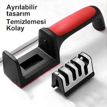 Kanji 4 Fonksiyonlu Paslanmaz Çelik Bıçak, Makas & Satır Bileyici – Elmas, Seramik ve Tungsten Çelik Bileme Sistemi – Ergonomik ve Dayanıklı Bileme Aleti