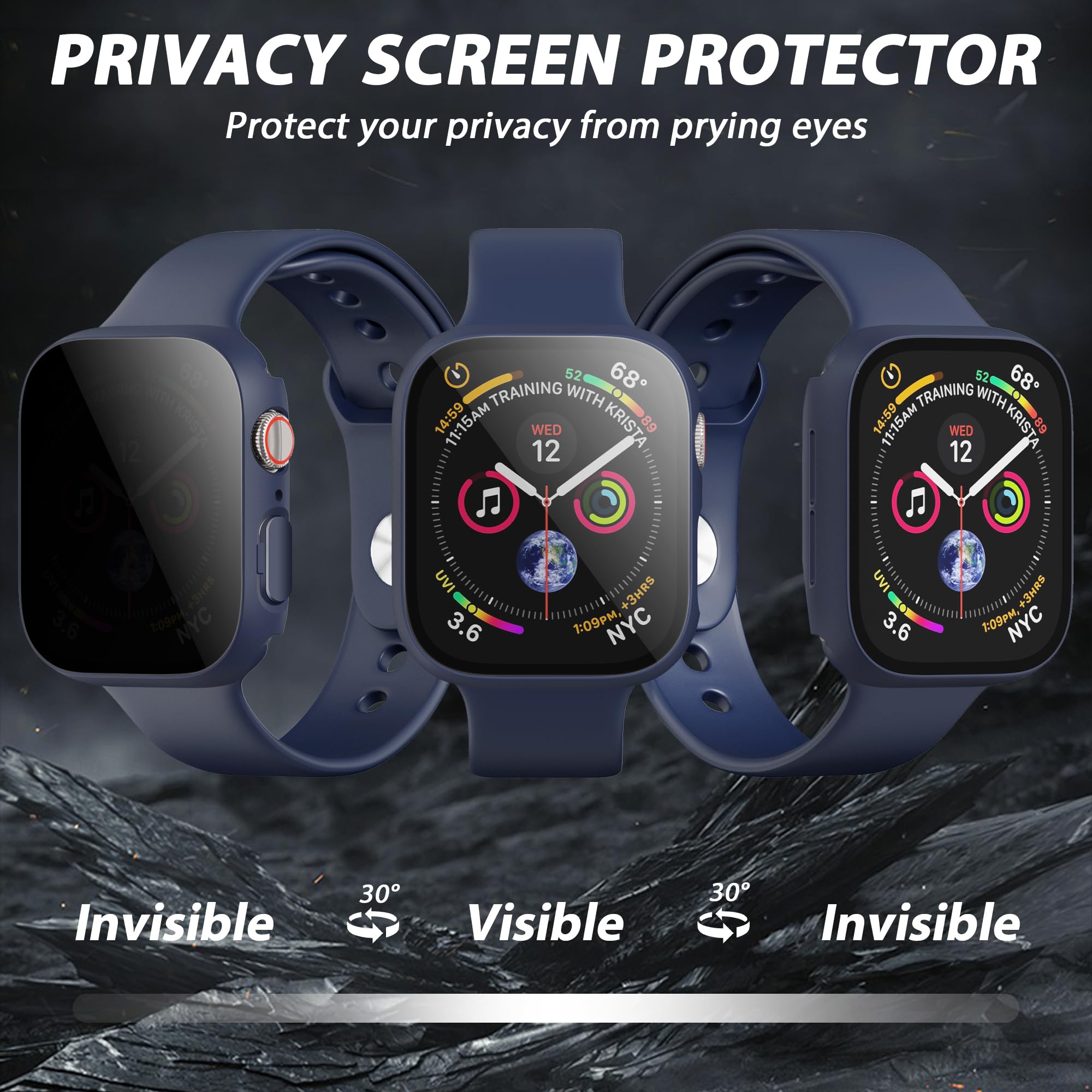 LINTEKER 2 Pack for Apple Watch 42mm Case with Privacy Screen Protector - Image 3