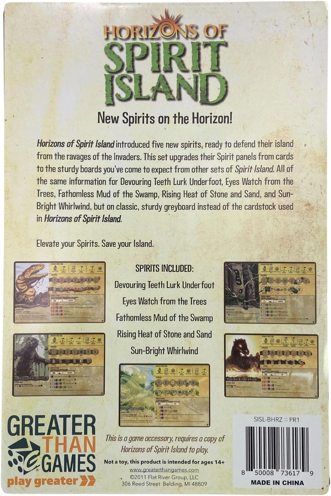 Greater Than Games Horizons of Spirit Island Punchboard Panels Cooperative Strategy Board Game Accessory Premium Component Upgrade