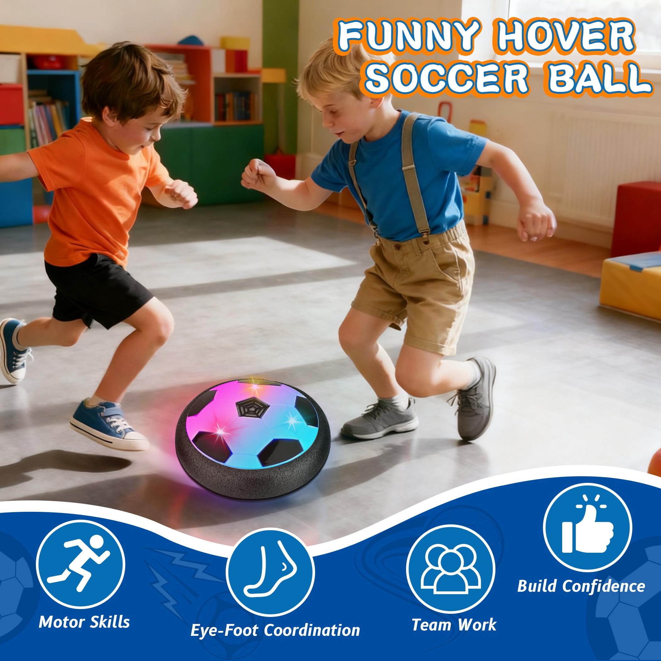 Nazano Air Power Fußball 2 Pcs mit LED-Beleuchtung - Schwebender Fussball für Indoor & Outdoor - Ideales Park Air Power Fußball als Geschenk für 6-12 JahreGeburtstag-Hover Ball