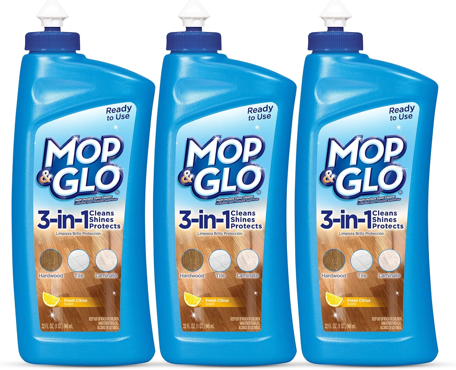 Mop & Glo MultiSurface Floor Cleaner, 32 Ounce (Pack of 3