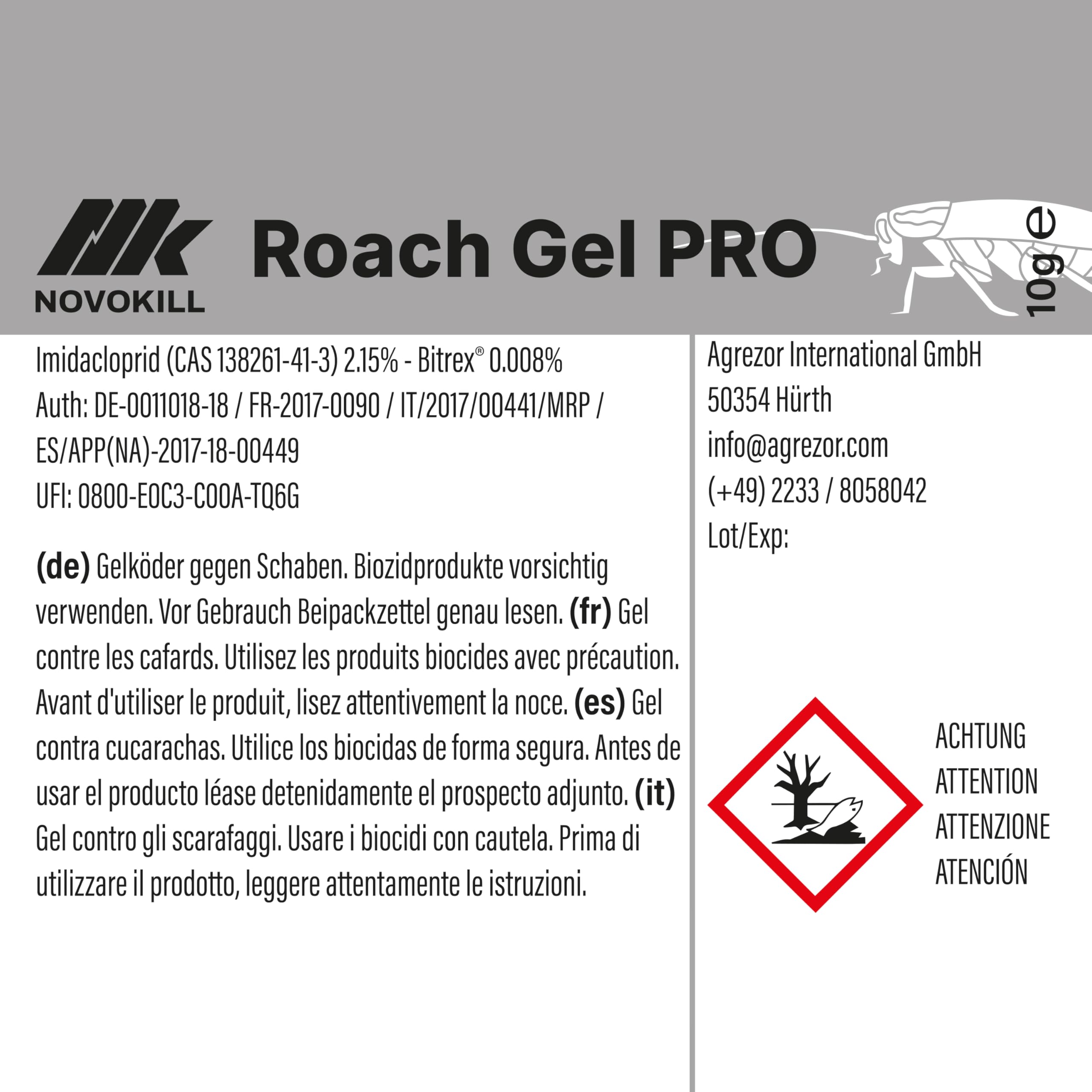 Novokill ROACH GEL PRO 10g – gel anti cafards professionnel à action prolongée
