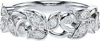 Genuine Moissanite or Simulated Diamond Sterling Silver 6mm Wide Vine Fligree Leaves Petals Vintage Wedding Band Ring