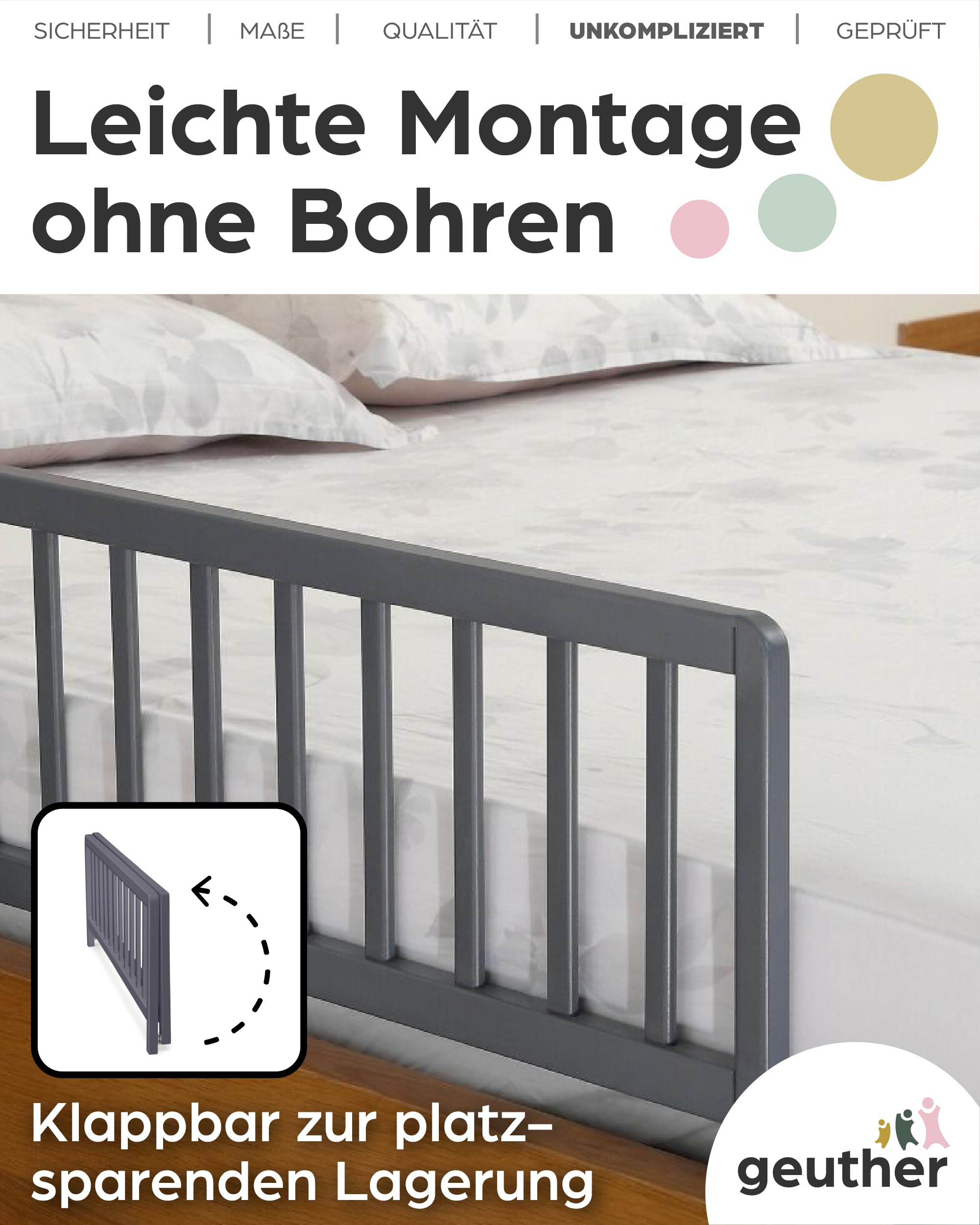 Geuther Lasse Playpen - Corralito de madera en blanco/naturaleza Tamaño: 97 cm x 97 cm, 2258 NAWE