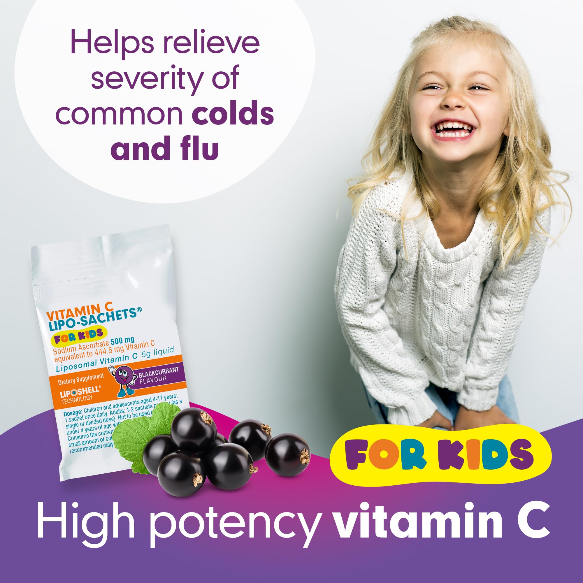 lipo-c dosage per day Lipo-Sachets Kids Liposomal Vitamin C - 500mg Per Serving for Children's  Immune Support - Blackcurrant Flavour Vitamin C for Kids - High Absorption,  No Added Sugar