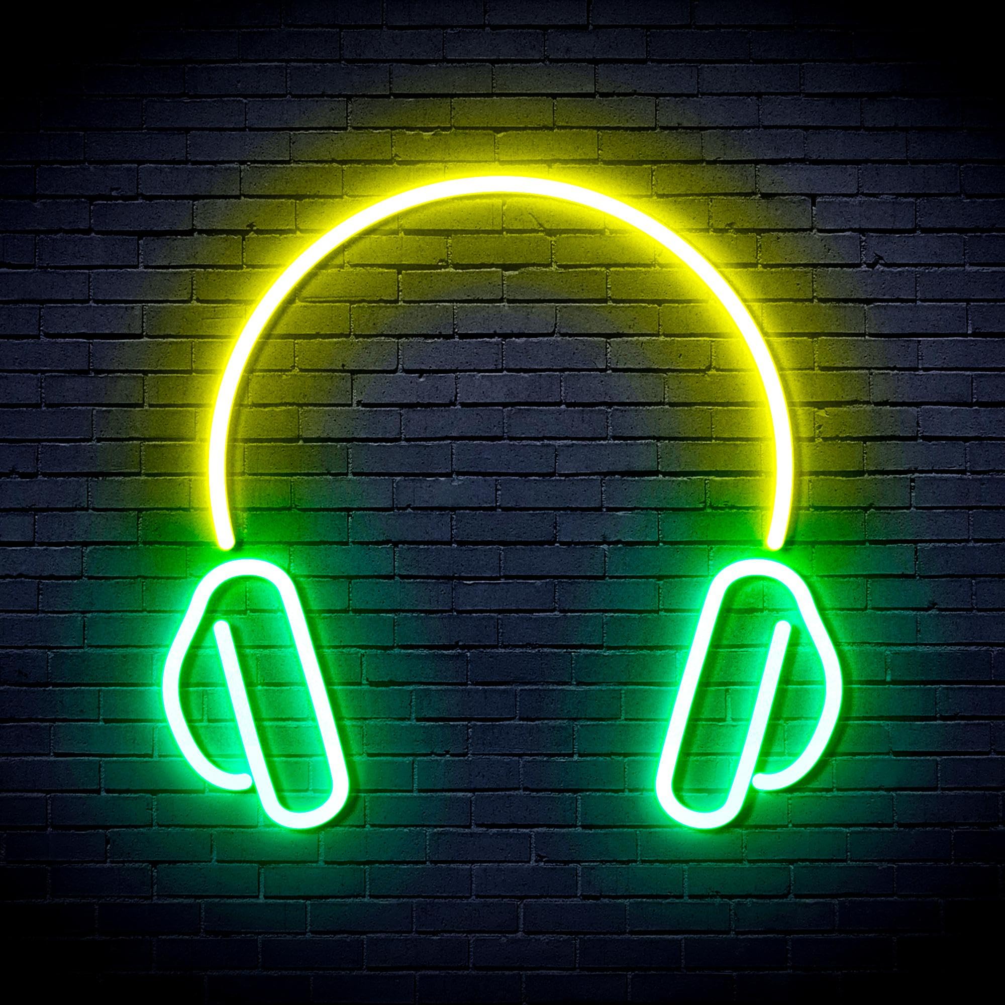 ADVPRO Headphone Flex Silicone LED Neon Sign - Green & Yellow - st16s66-fnu0033-gy