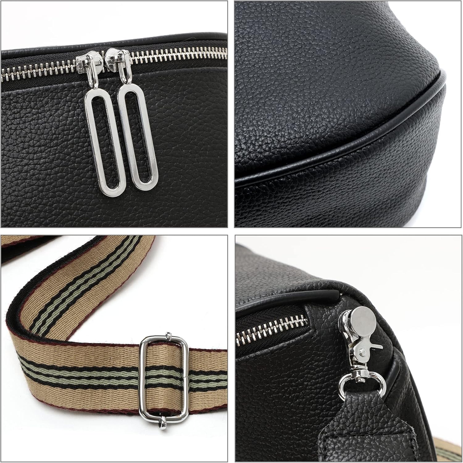 Fanny Pack Crossbody Bags For Women Genuine Leather Fashion Shoulder Handbag Belt Bag Waist Purse (Black01)