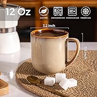 Vista 2 de LERATIO Juego de 6 tazas de café de cerámica de 12 onzas, grandes tazas de porcelana con mango grande para café con leche, capuchino, leche, cacao