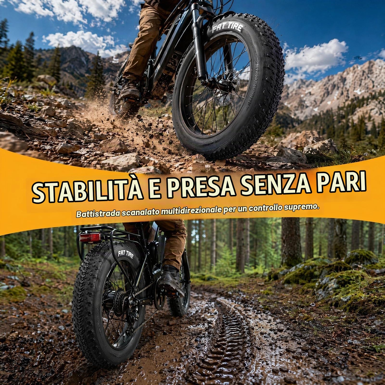 2pcs 20x4.0 Pneumatici, 20x4.0 Antiforatura per Bicicletta Elettrica, Pneumatici Grassi Tutti Terreni in Gomma Resistente, MTB Spiaggia Fuoristrada, 30PSI