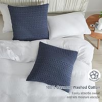 Vista 138 de PHF Fundas de almohada 100% algodón con tejido de gofre de 24 x 24 pulgadas, paquete de 2 fundas cuadradas para decoración elegante del hogar, sin