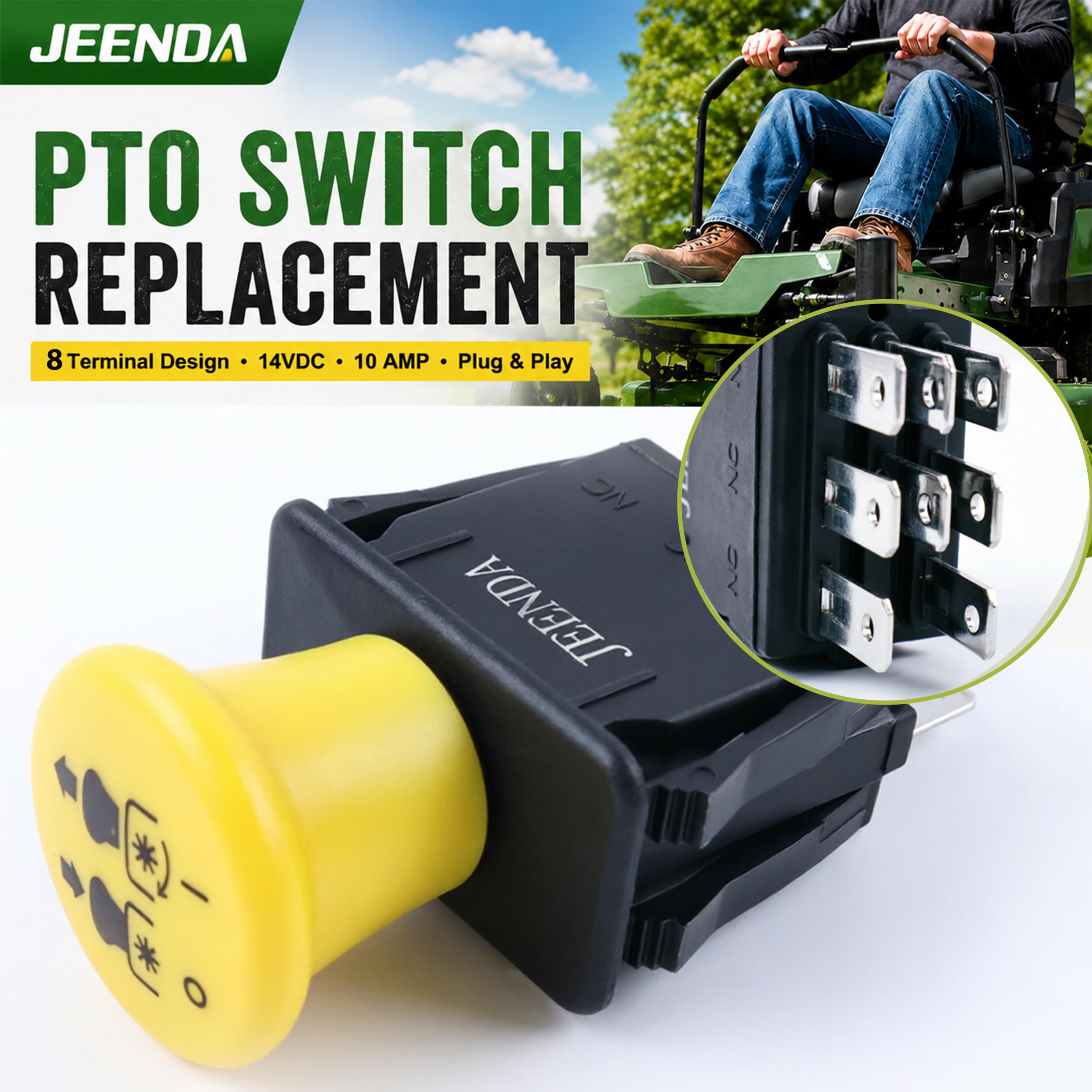 JEENDA PTO Interrupteur d'embrayage 183925 13248 6201-342 6201342 Compatible avec Delta Bobcat 61 930022 934010A Grasshopper 320 Toro 74269