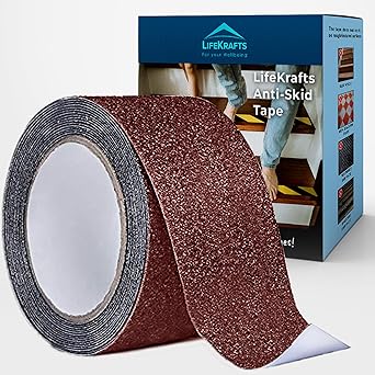 Lifekrafts Anti Skid Tape Good Grip, Friction Anti Slip Tape for Slippery floors, Staircase, Ramps, Indoor, Outdoor (10 m x 50 mm, Brown)