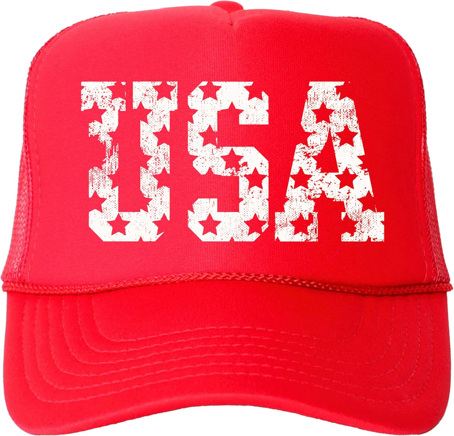 Distressed USA Trucker Hat for Women and Teens American Stars Classic 5 Panel Mesh Snapback