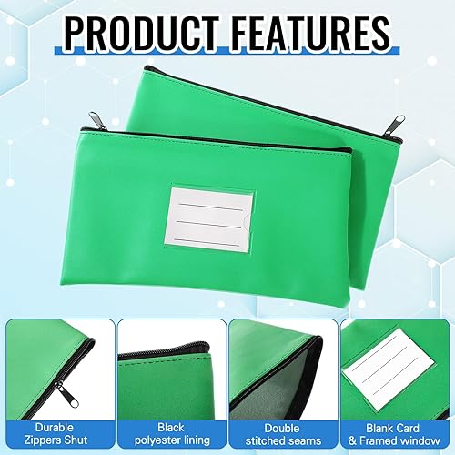 Miniatura 5 de Paterr 6 bolsas de dinero con cremallera, de piel sintética, bolsa de seguridad para dinero, soporte para recibos, cartera con etiqueta para dinero