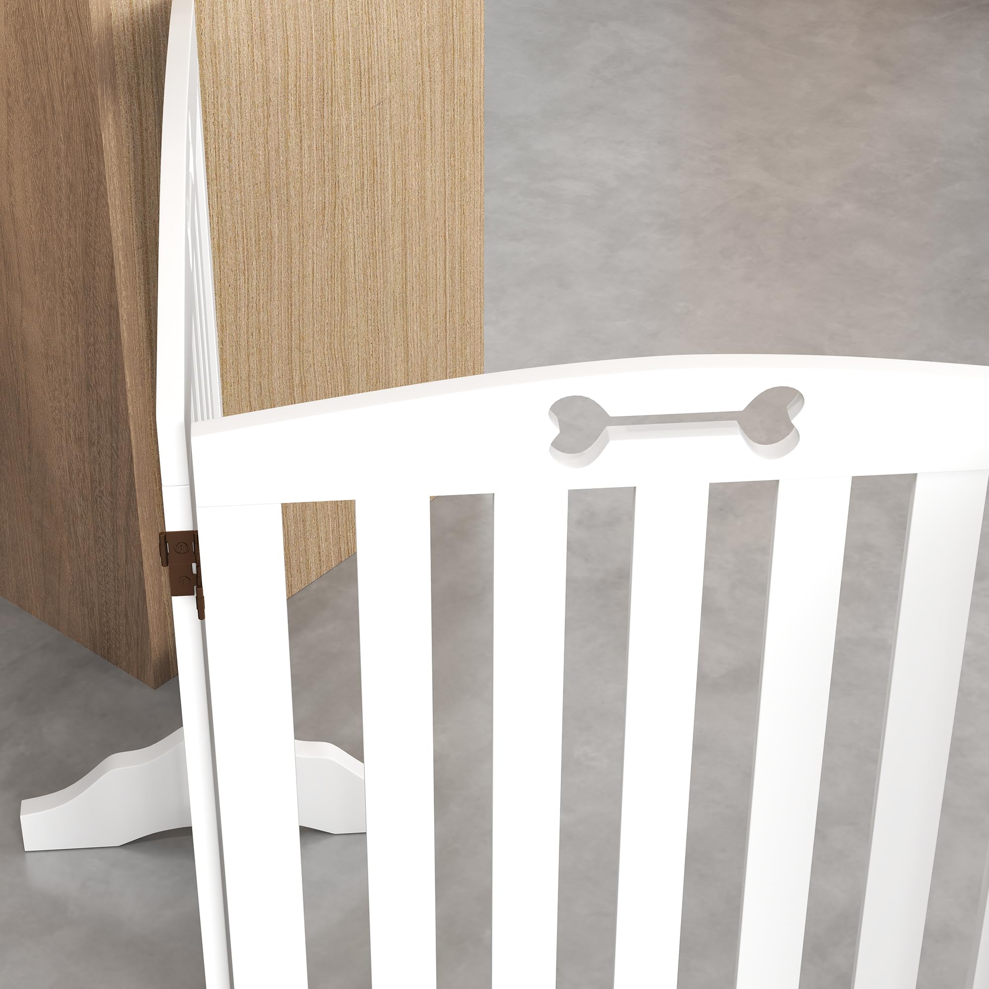 PawHut Barrera de Seguridad para Perros Plegable 207,5 cm, Valla para Perros Pequeños y Medianos de 4 Paneles con Pies Extraíbles, Puerta de Seguridad para Mascotas, para Escalera, Pasillo, Blanco
