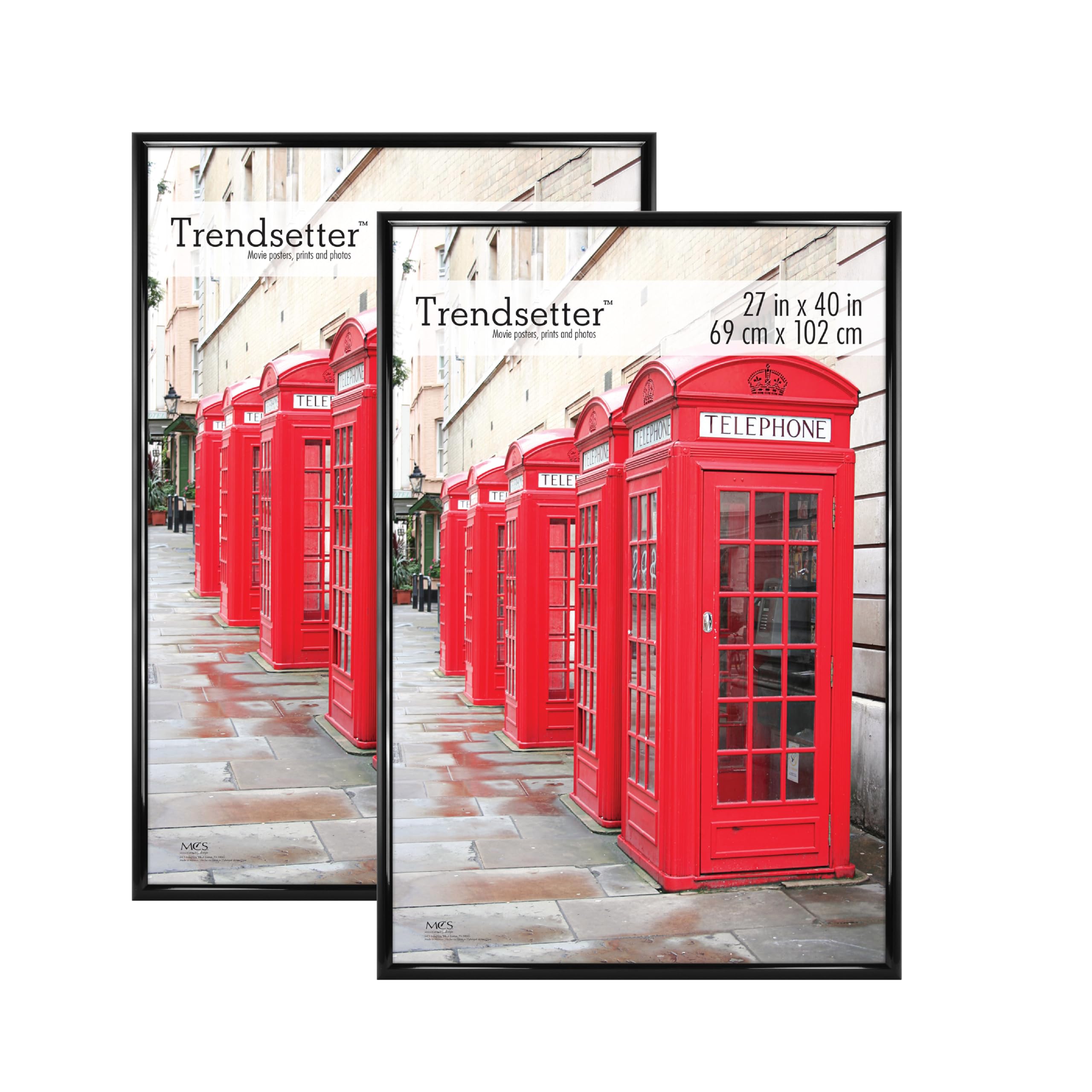 MCS Trendsetter 69x102 cm Cadre noir brillant, montage mural vertical et horizontal, grands cadres pour photos, posters et peintures (Pack de 2)