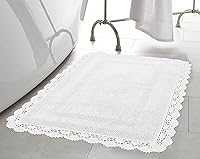 Vista 24 de Laura Ashley Alfombra de baño de algodón de ganchillo 17x24 in, Aqua