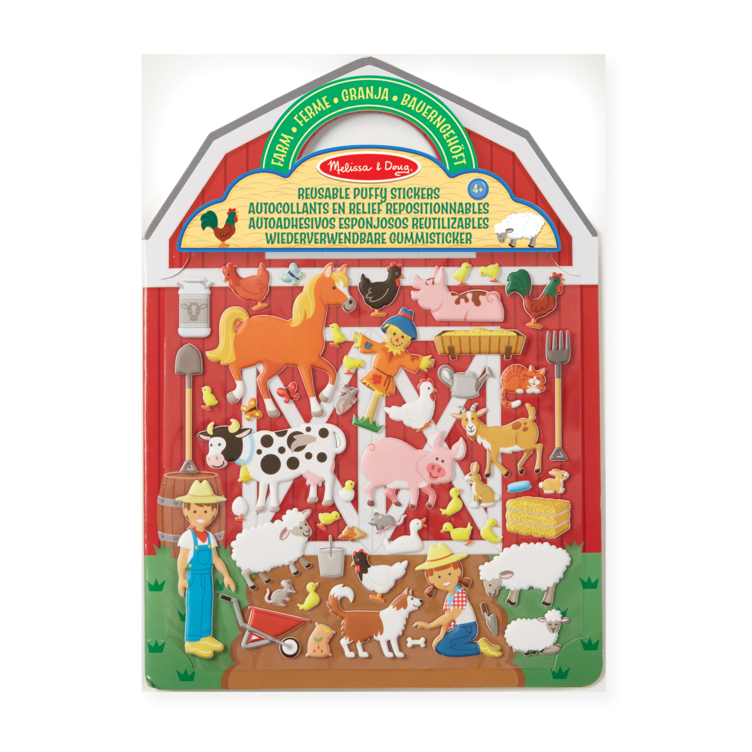 Melissa & Doug- Fattoria Adesivi in Rilievo Riutilizzabili, Multicolore, 19408