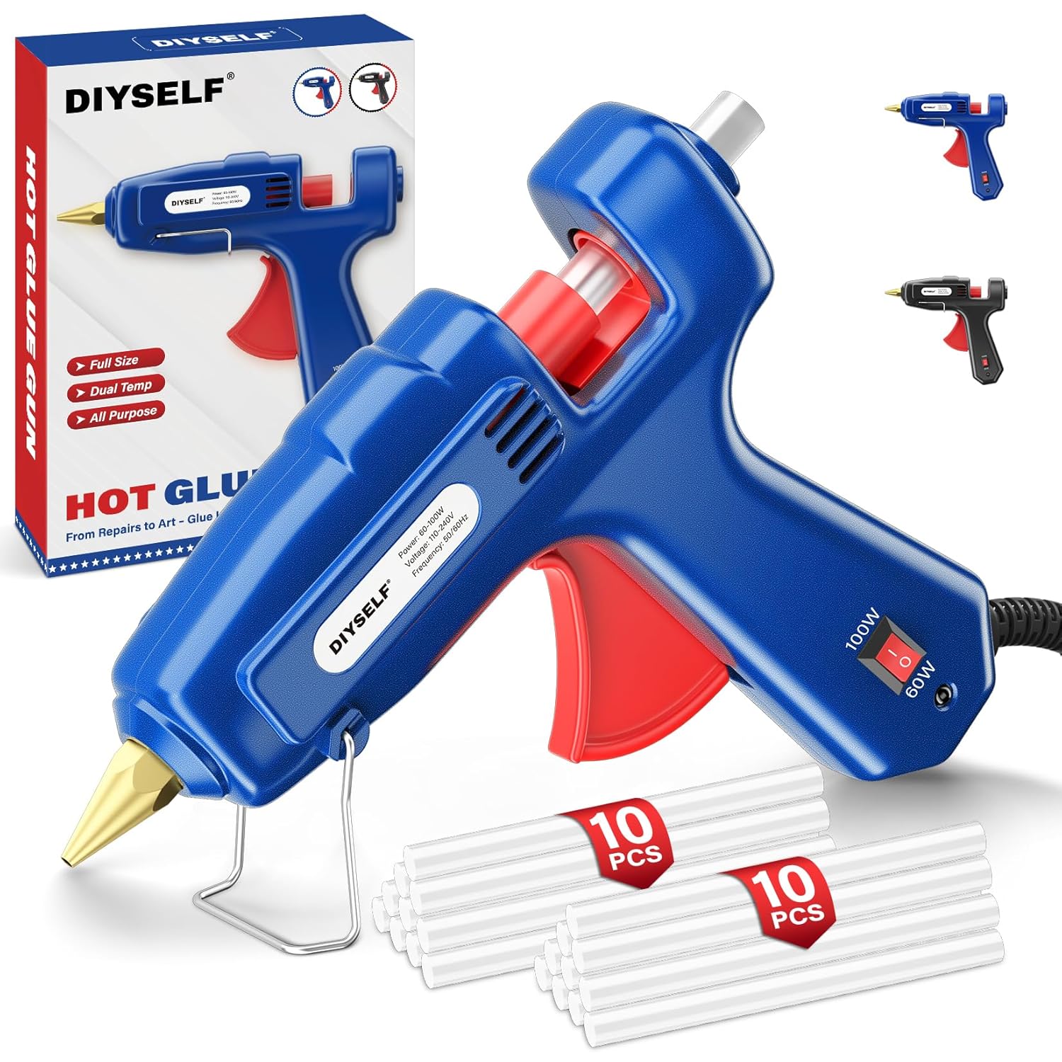 DIYSELF Hot Glue Gun Full Size 1 PCS Glue Gun with 20 Glue Sticks Glue Gun and Sticks
