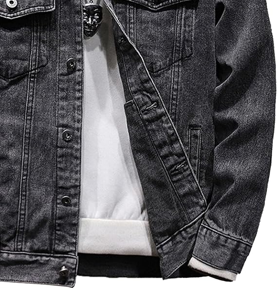 Men Simple Lapel Outdoor Denim Jacket Classic Comfy Vintage Jean Jacket Fall Trendy Button Daily Work Denim Outerwear