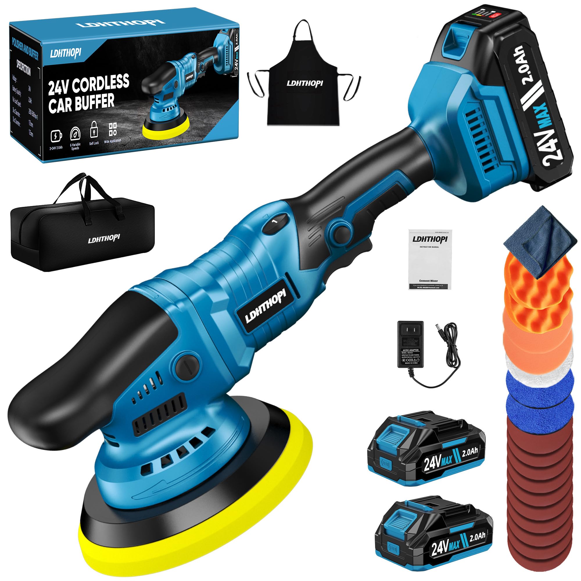 Amazon.com: LDHTHOPI 23PCS Cordless Buffer Polisher Kit with 2×2.0