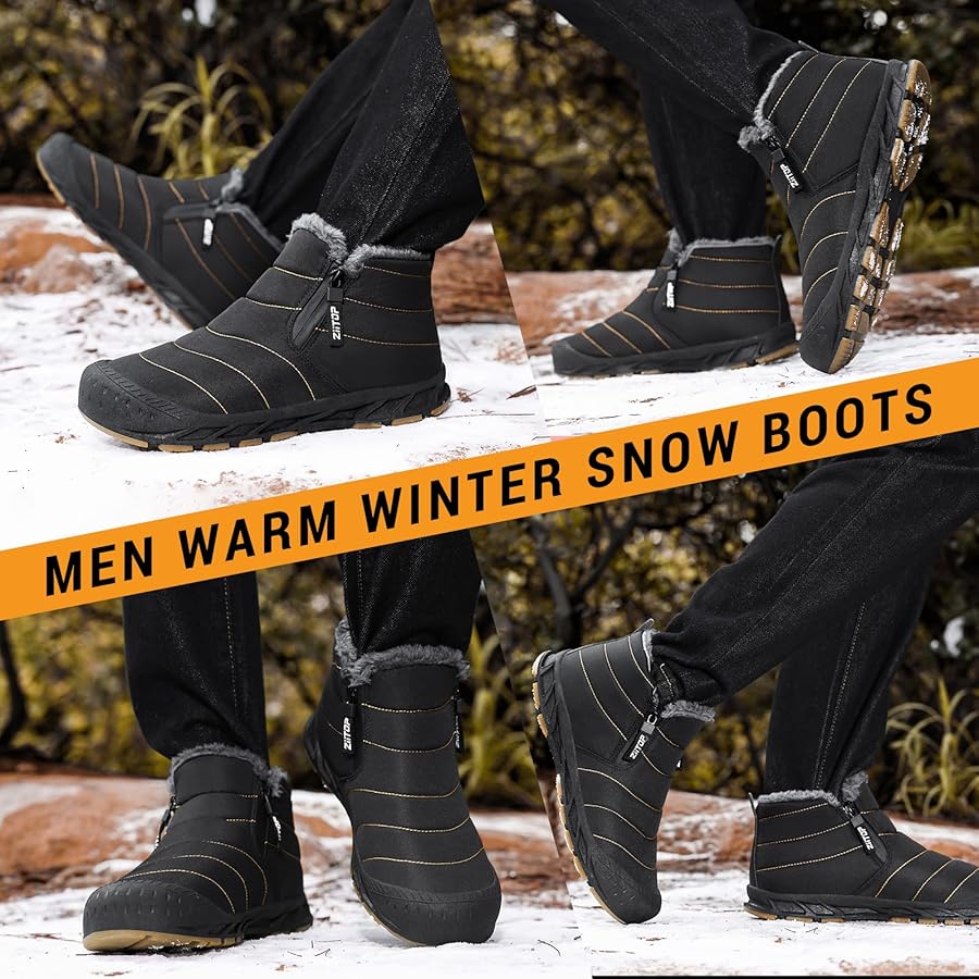 Amazon.com | Snow Boots Mens Waterproof Winter Boots Fur