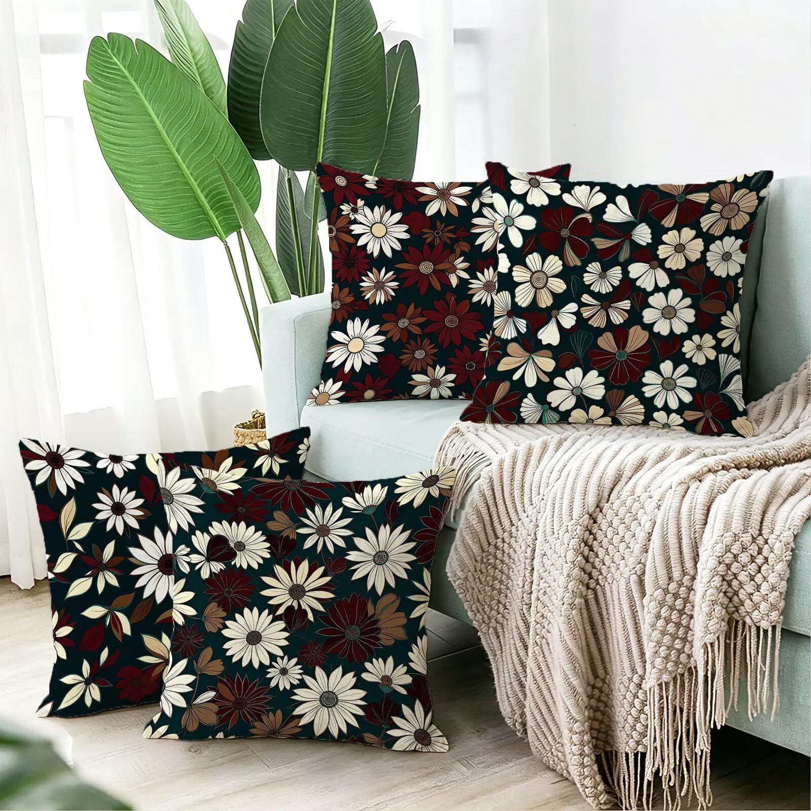 Cojines Exterior MarróN Funda Almohada 45x45cm Juego de 4, Cod-511