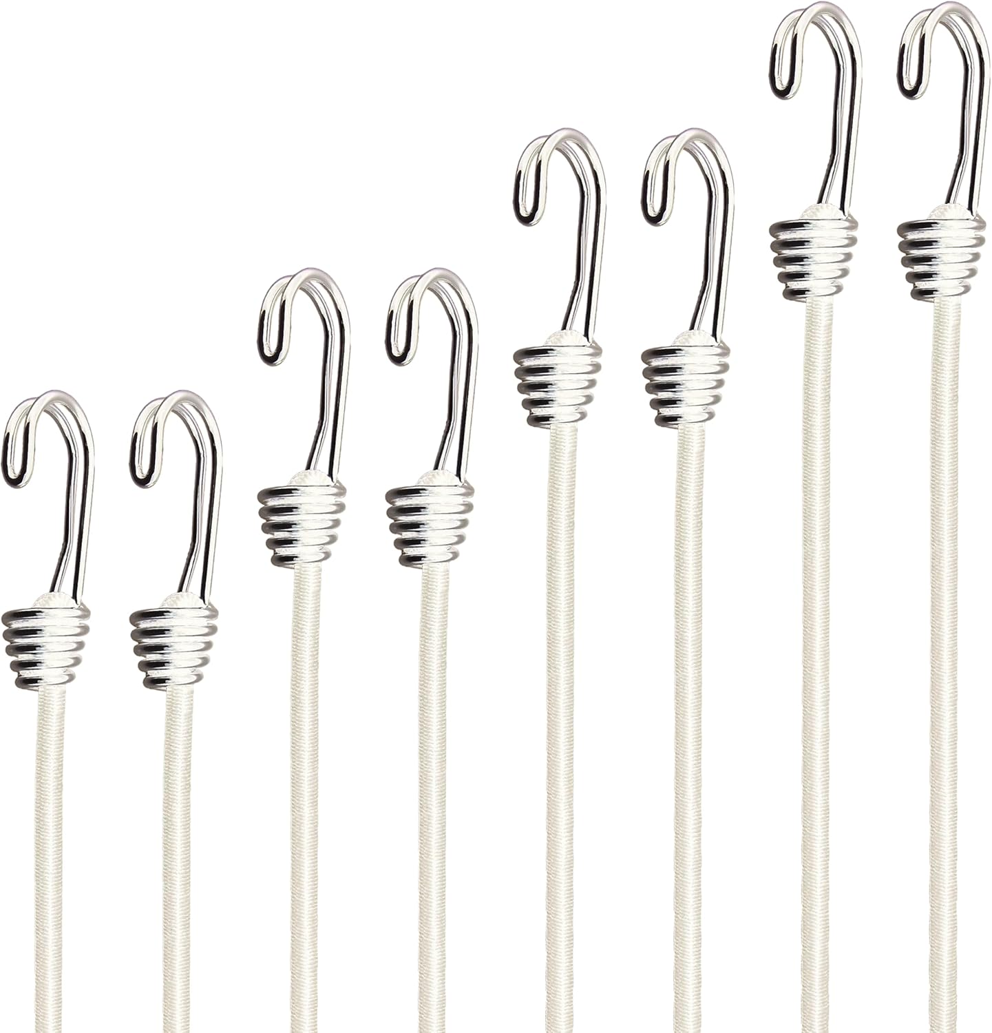 Bungee Cords with Hooks - 6mm Small Bungee Cords, 8-Piece Set - Black, White, & Multi-Color Options for Outdoor, Camping, and Storage (Black 48inch, 6mm 8piece Set)