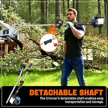 SENIX 4QL 26.5 cc Gas Weed Wacker, GTC4QL-L String Trimmer and Edger Lawn Tool with Curved Shaft, Front D-Handle, Bump Feed, 17 Inch Cutting Width