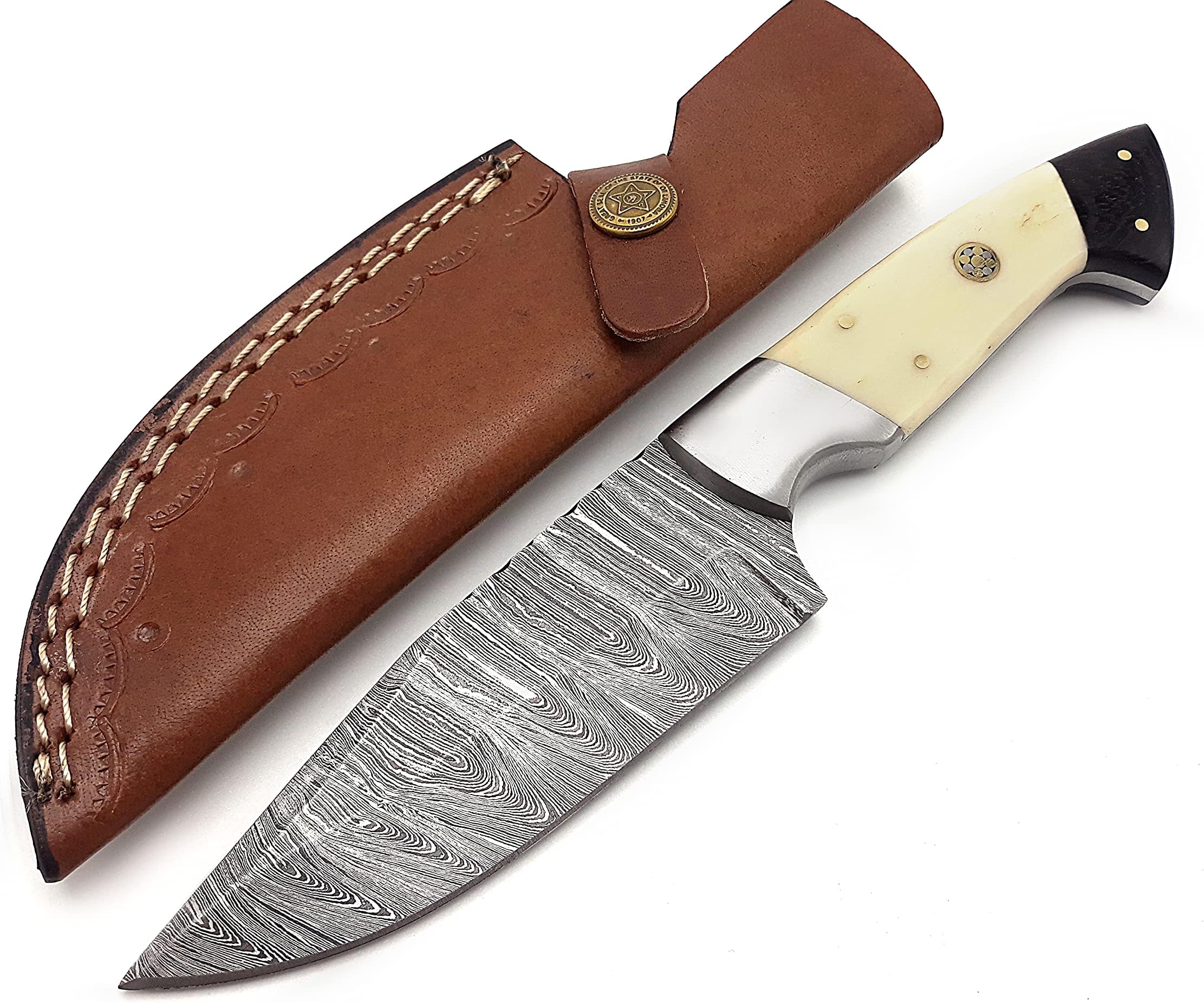 Tommi Custom Handmade Damascus Hunting Knife Fixed Blade Knive With Leather Sheath 14102