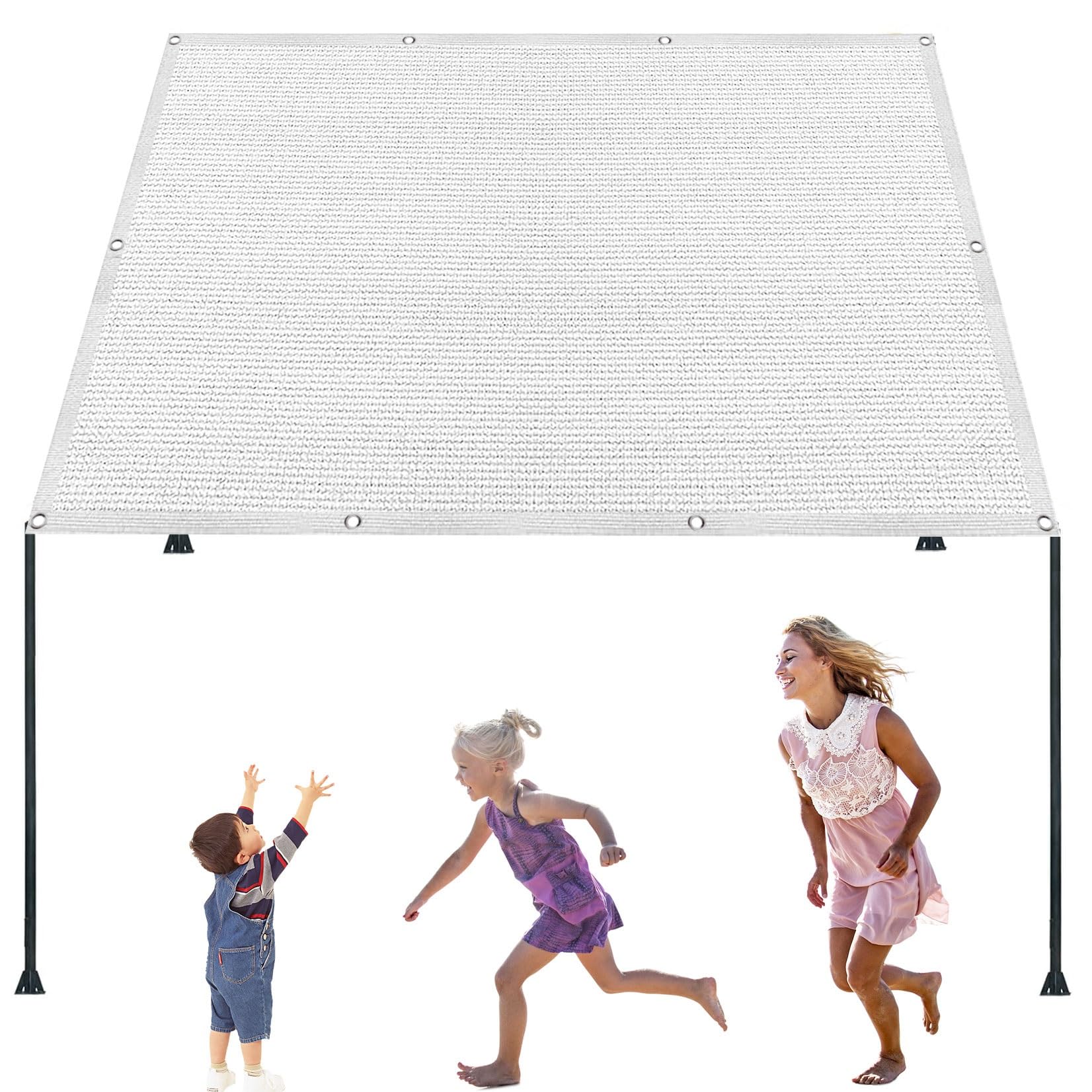 Filet de protection solaire 3x8.5m blanc résistant aux déchirures et UV