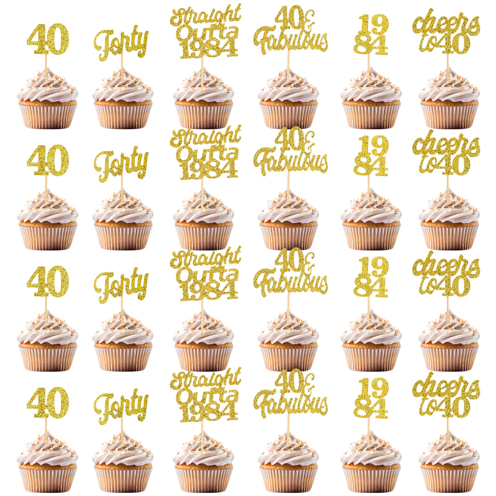 40. Geburtstag Kuchendekoration – Blau-glitzernder Schriftzug 'Cheers To 40', 1 Stück