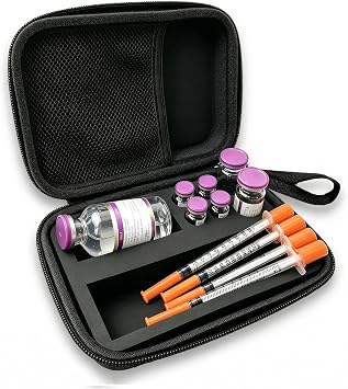 Peptide Case & Vial Holder for Travel - Shockproof Hard Shell Organizer for BAC Water, 3ml 10ml 30ml Vials, Room for Syringes & Skin Prep Wipes, Fridge Safe Injection Storage Bag Case Only